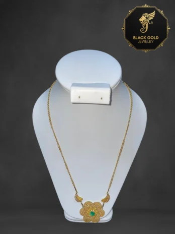 Feligree Necklace with Emerald Rosette